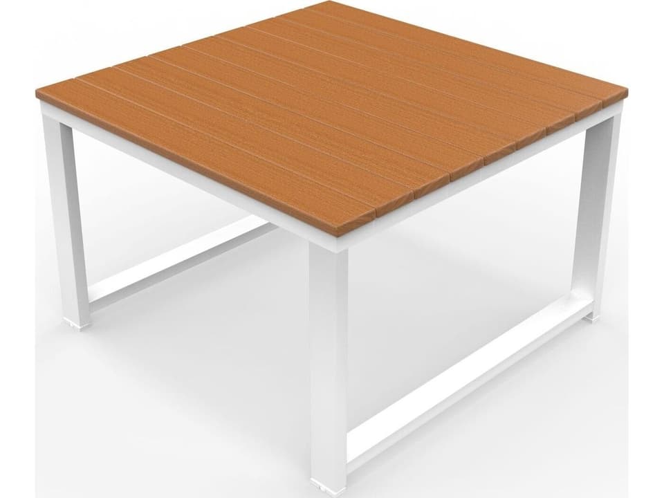 Hanover Slat White Sectional Corner Table in Antique Mahagony Tangent Top