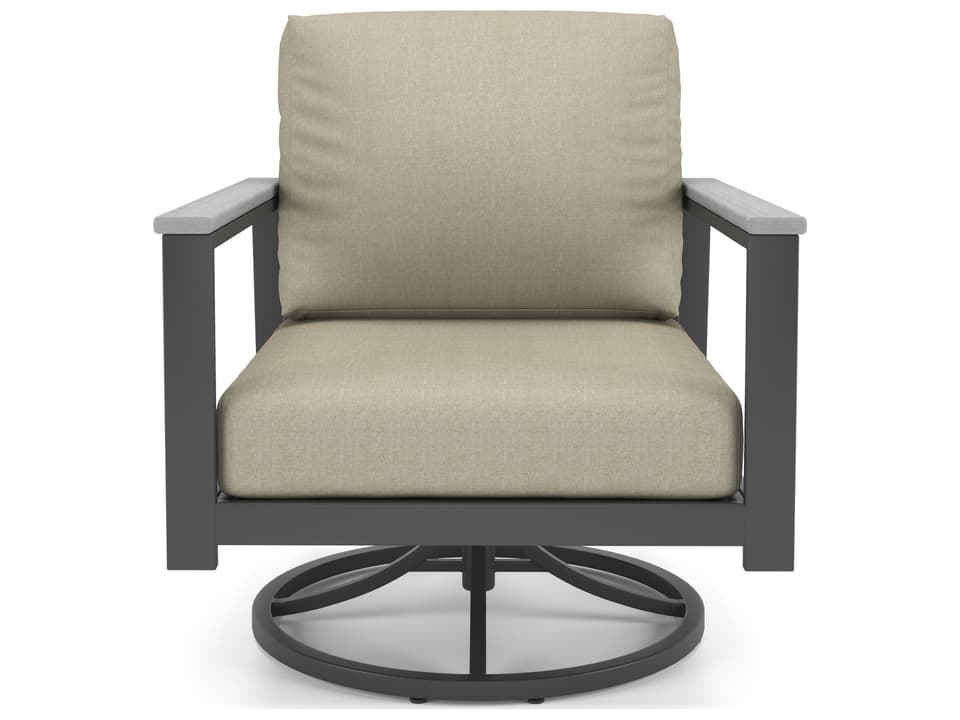 Hanover Slat Aluminum Swivel Rocker Lounge Chair with Polytuf Arm