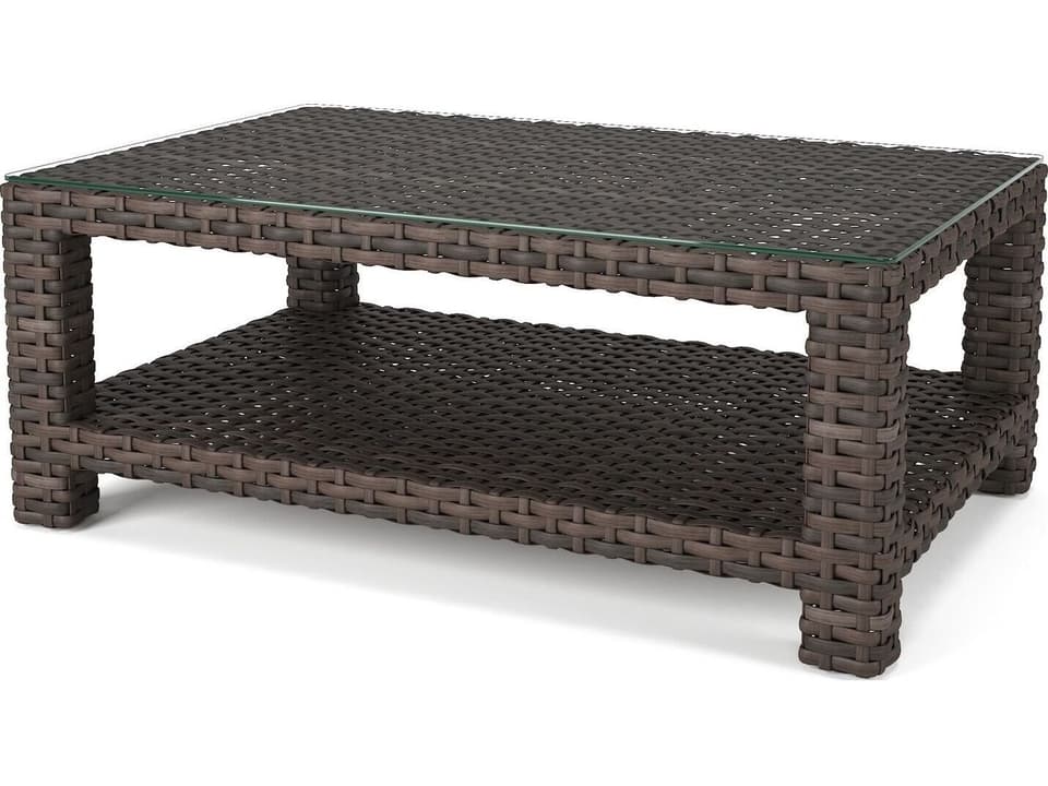 Cavalier Wicker Rectangle Coffee Table with Bottom Shelf