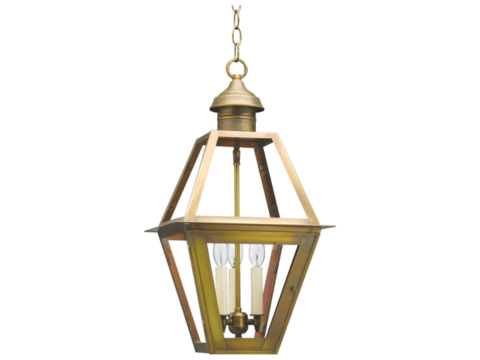 Boston 3-Light Outdoor Hanging Lantern in Antique Brass