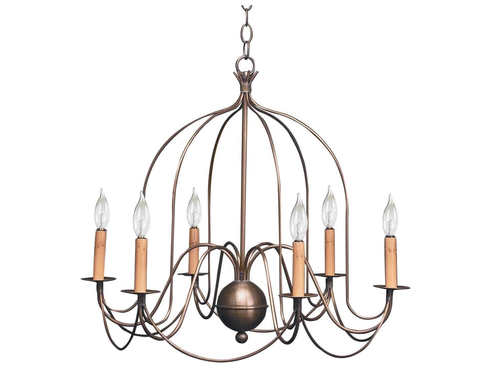 6-Light Brass Candelabra Chandelier Traditional