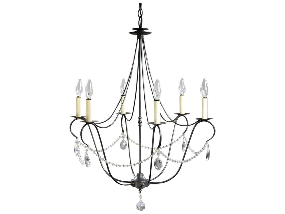 6-Light Colonial Chandelier with Crystals