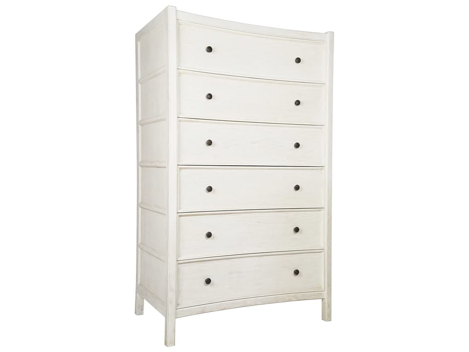 Hampton 6-Drawer Tall Dresser in White Wash Mahogany