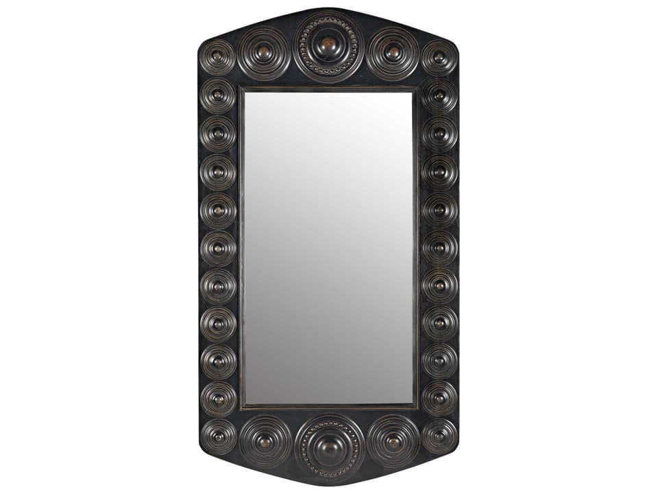 Nanna Hand Rubbed Black Rectangular Wall Mirror with Light Brown Trim