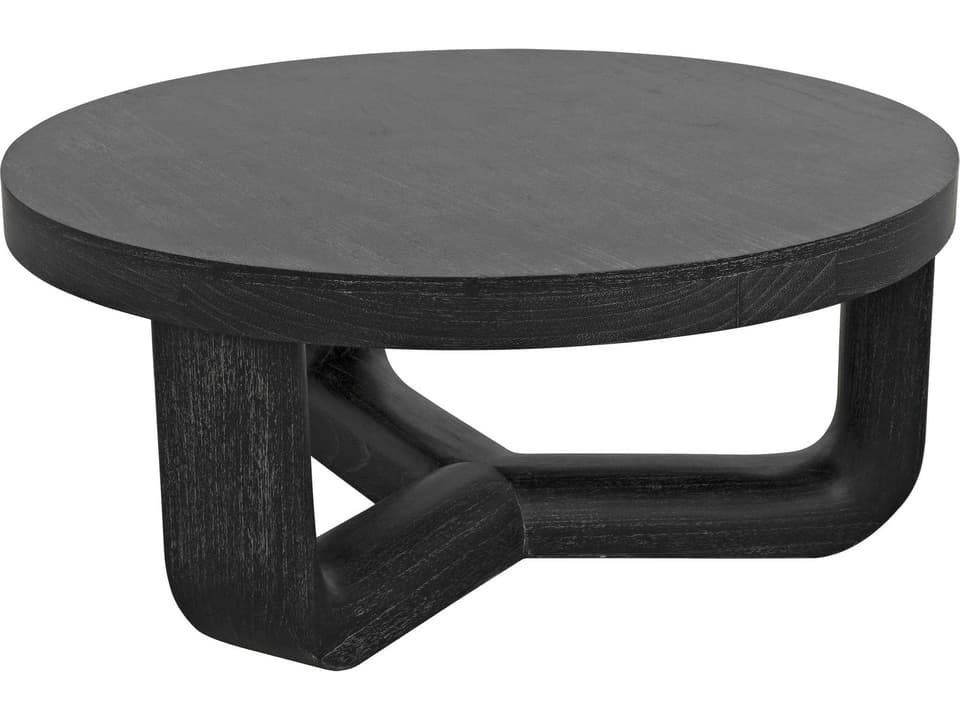 Joel Round Wood Coffee Table in Cinder Black