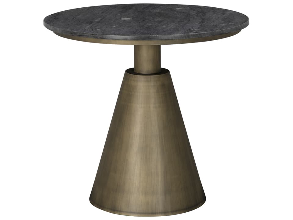 Nara Round Side Table in Aged Brass and Black Marble