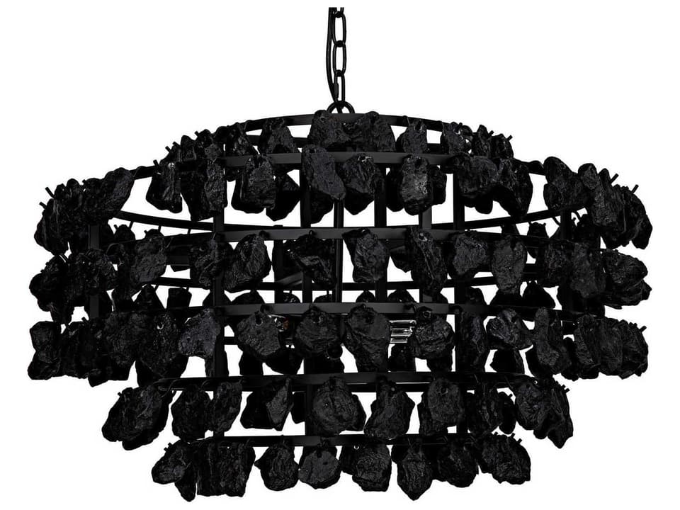 4-Light Vulcan Chandelier with Matte Black Glass and Steel
