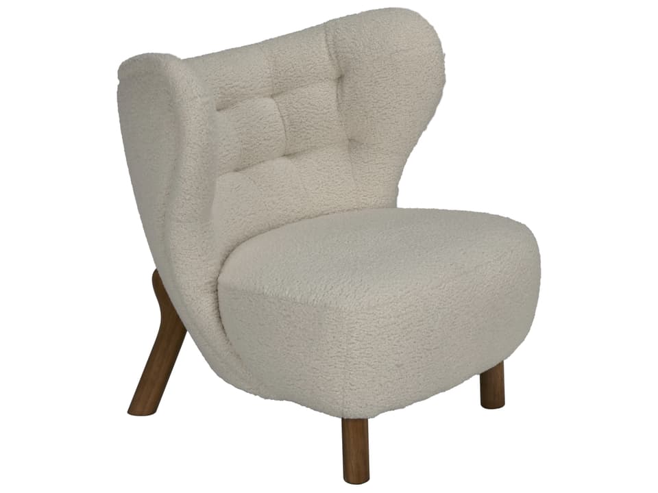 Boggio Tufted Sherpa Fabric Accent Chair in Dark Walnut and Off White