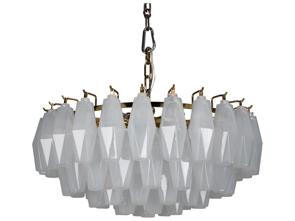 Ludmilla 6-Light Tiered Chandelier in Antique Brass and Milk Glass