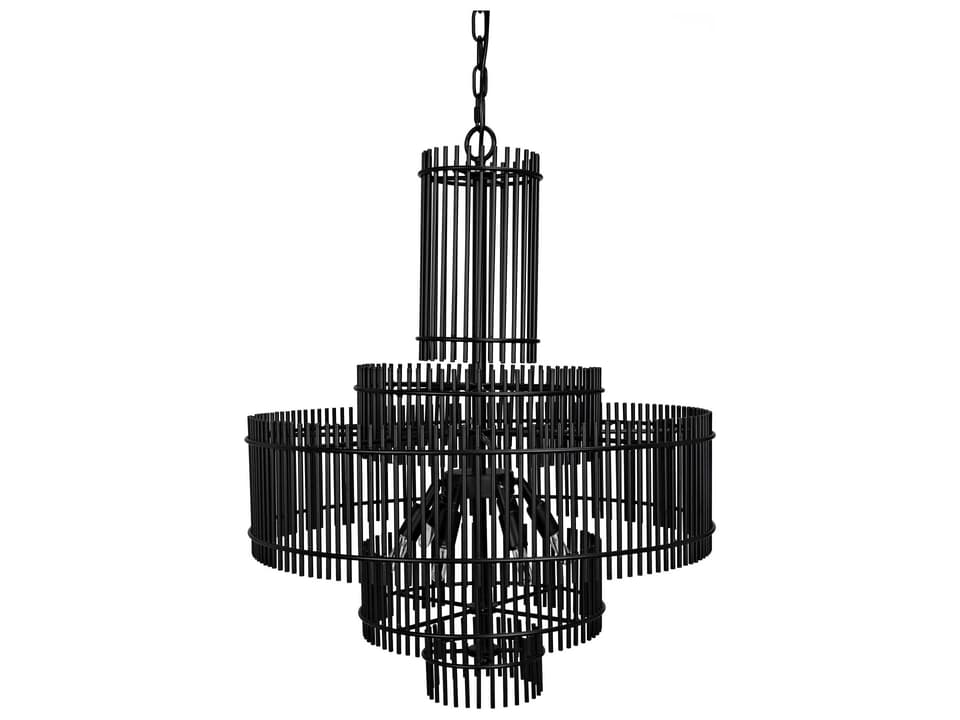 Ghost 6-Light Matte Black Chandelier with Frosted Glass