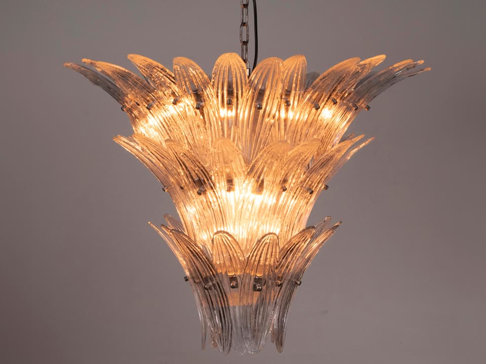 Emperor 12-Light Antique Silver Chandelier with Textured Glass