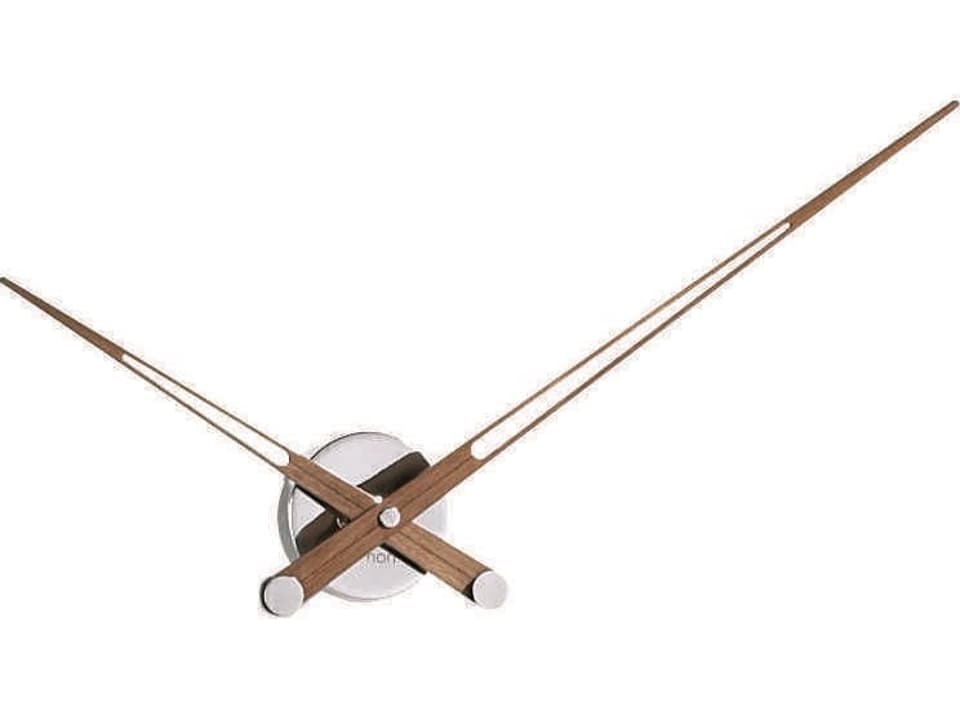 Axioma Modern Wall Clock with Chrome Finish and Walnut Hands