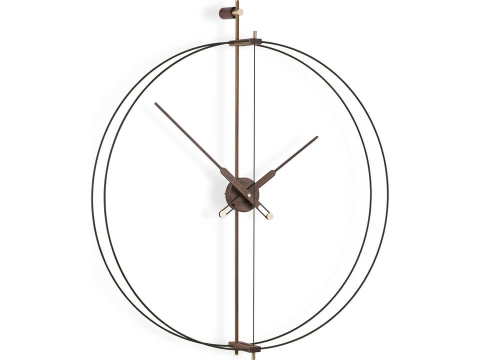 Barcelona Premium Wall Clock with Brass and Walnut Details