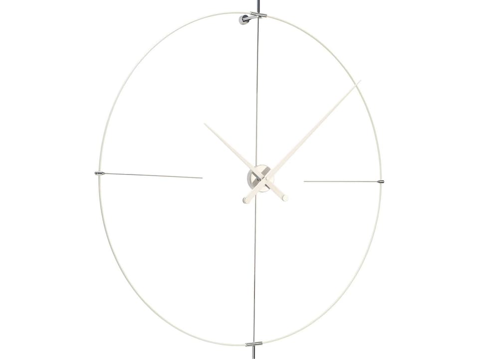 Bilbao White Fiberglass Wall Clock with White Lacquered Walnut Hands
