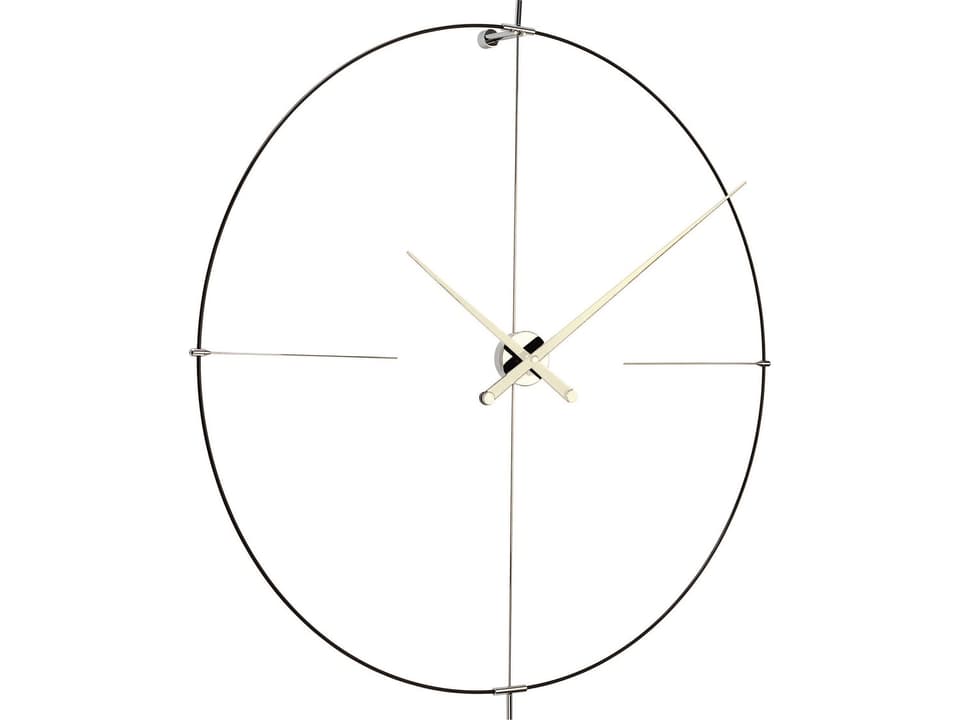 Bilbao Wall Clock Black Fiberglass White Lacquered Walnut Hands