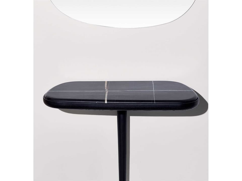 Consola Oval Console Table in Black Stained Ash and Sahara Noir Marble by Andrés Martínez