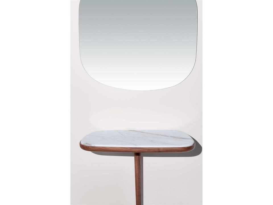 CNM Oval Walnut And Emperador Marble Console Table by Andres Martinez