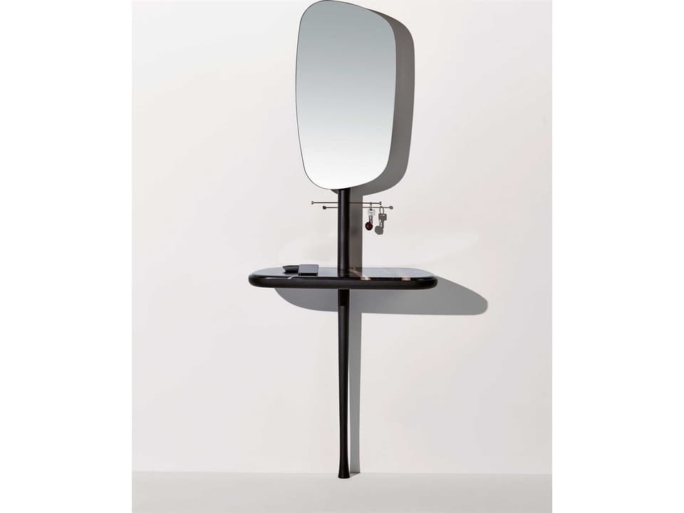 Recibidor Oval Console Table in Sahara Noir Marble and Black Stained Ash by Andrés Martínez