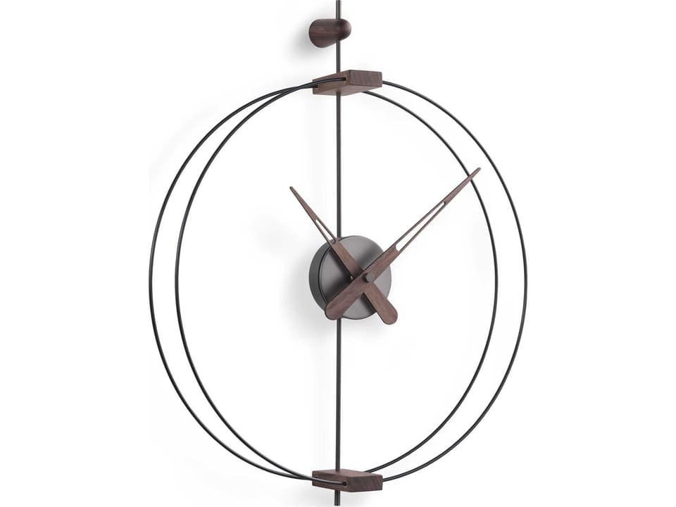Micro Barcelona Modern Wall Clock in Black Fiberglass and Graphite Brass