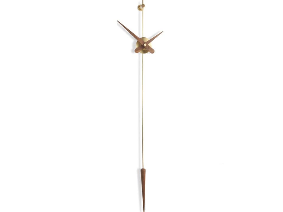 Punto Y Coma Wall Clock in Polished Brass and Walnut