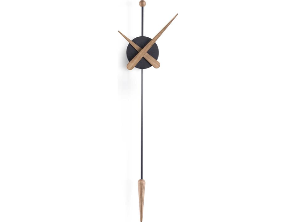 Punta Wall Clock with Natural Ash Oak and Black Finish