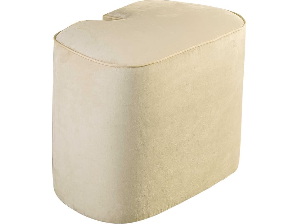 Tocador Oval Upholstered Ottoman in Sesame Cream Velvet by Andrés Martínez