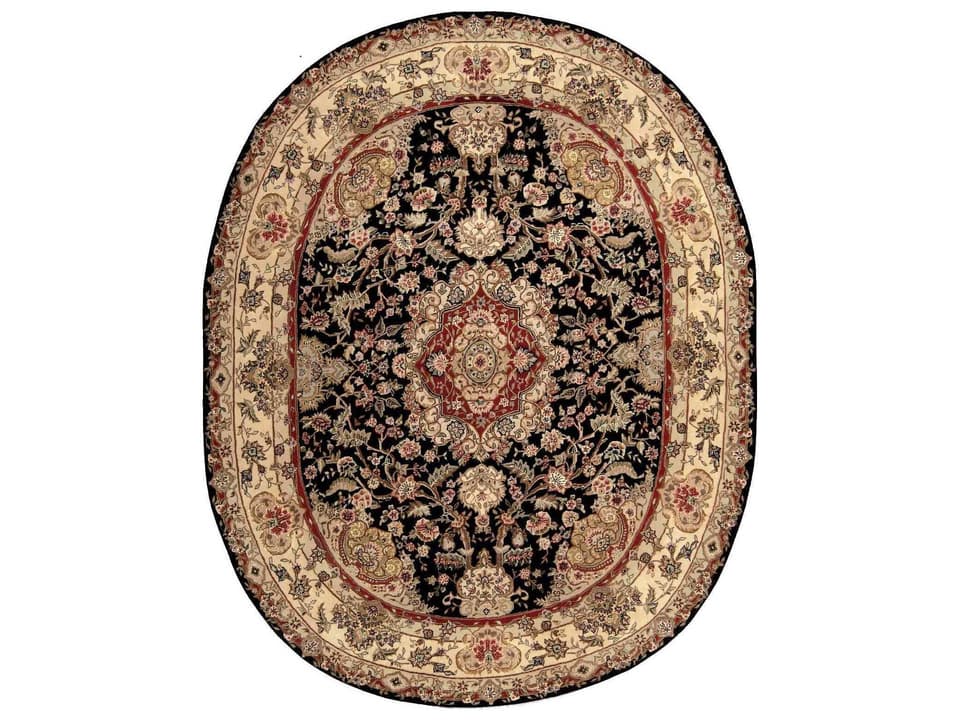 2000 Bordered Area Rug Traditional Wool and Silk