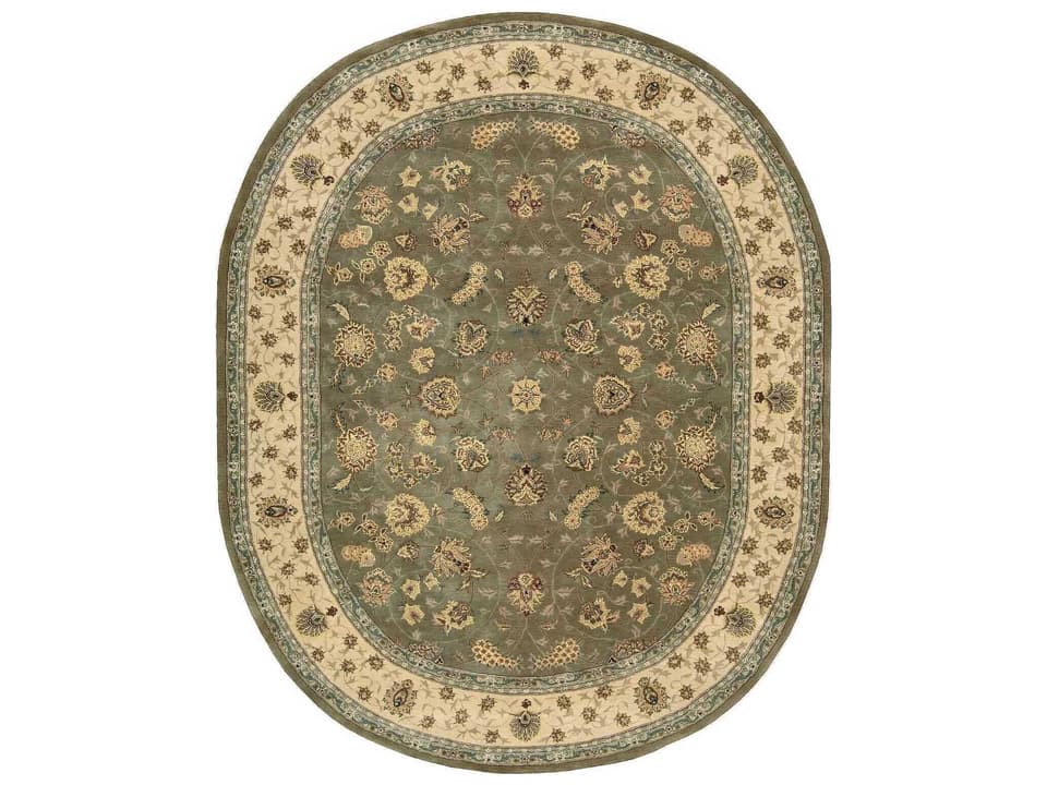 2000 Collection 7'6" x 9'6" Oval Olive Traditional Area Rug