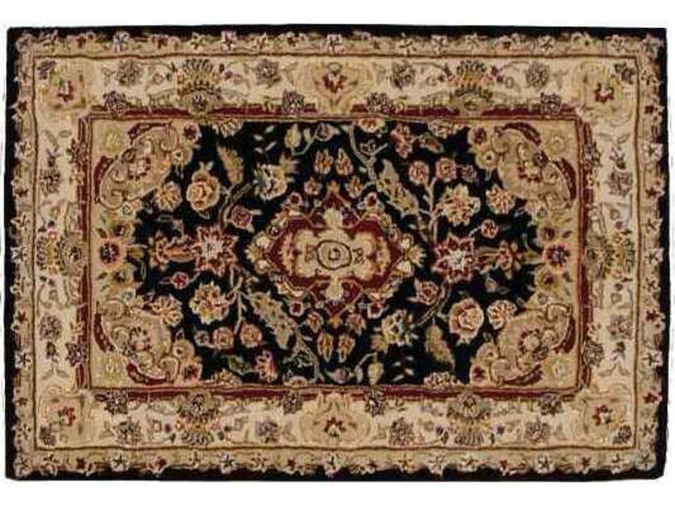 2000 Bordered Area Rug Black Traditional Persian Design