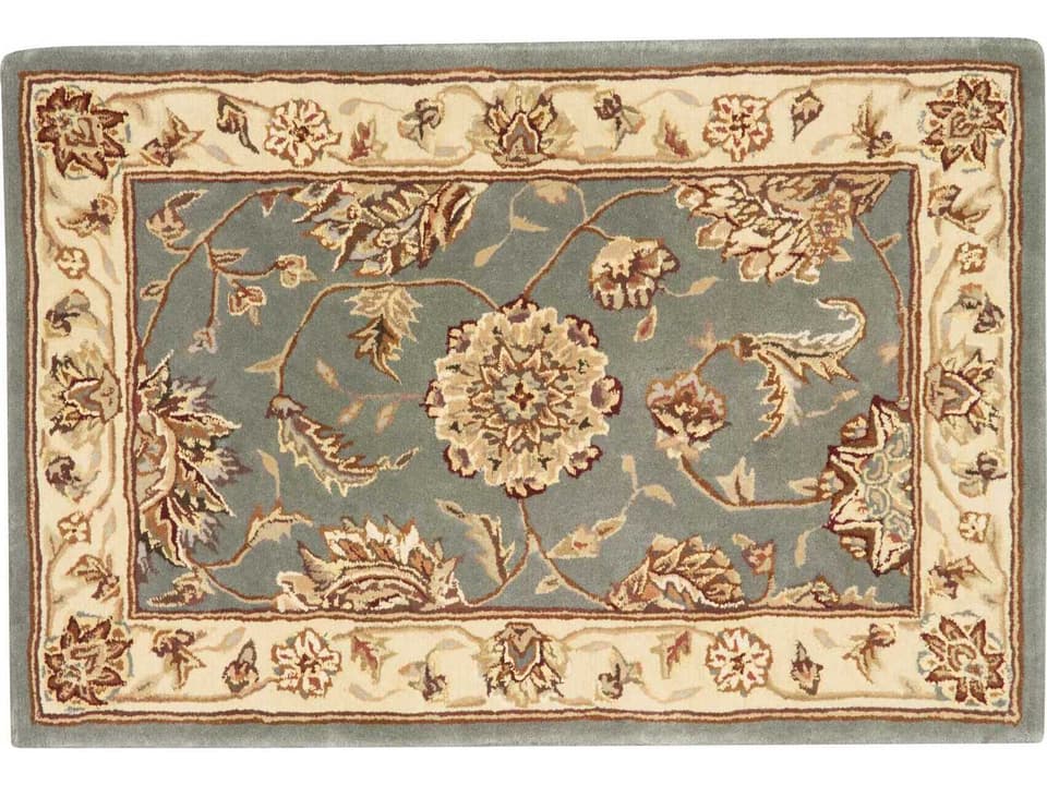 2000 Collection 2210 Blue Rectangle Area Rug with Persian Floral Design