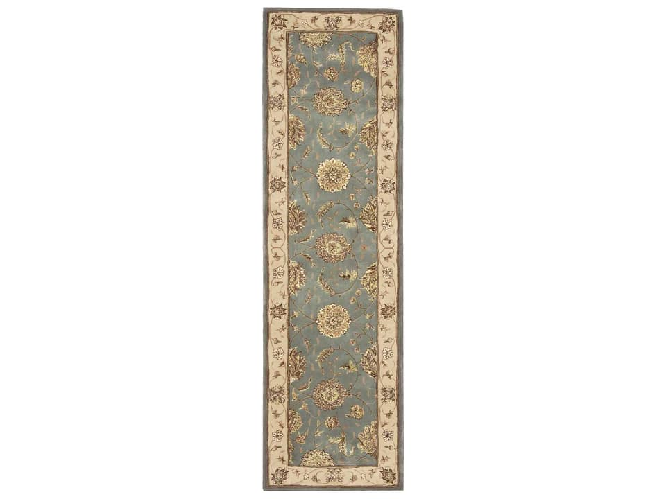 2000 Collection 2210 Blue Traditional Wool Silk Runner Rug