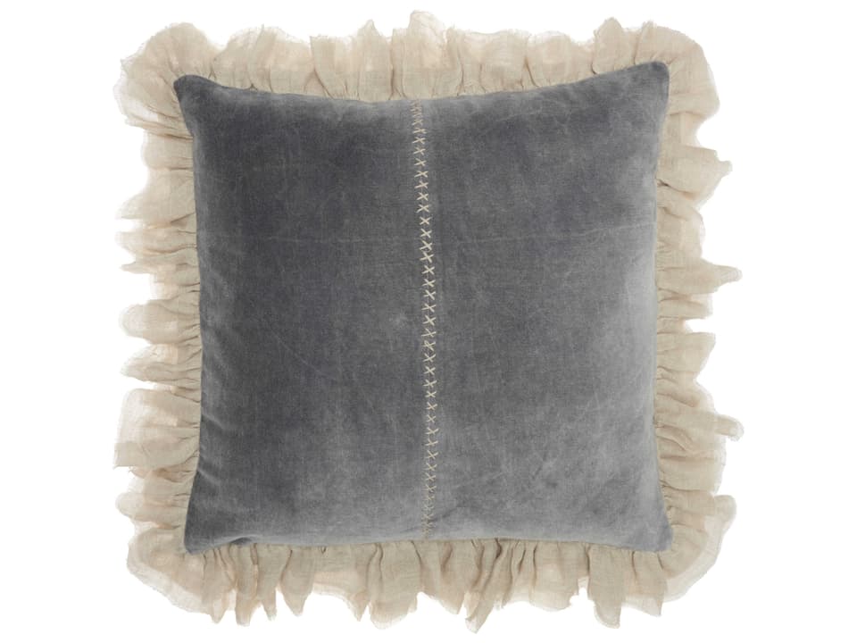 Mina Victory Sofia 22" x 22" Dark Grey Pillow