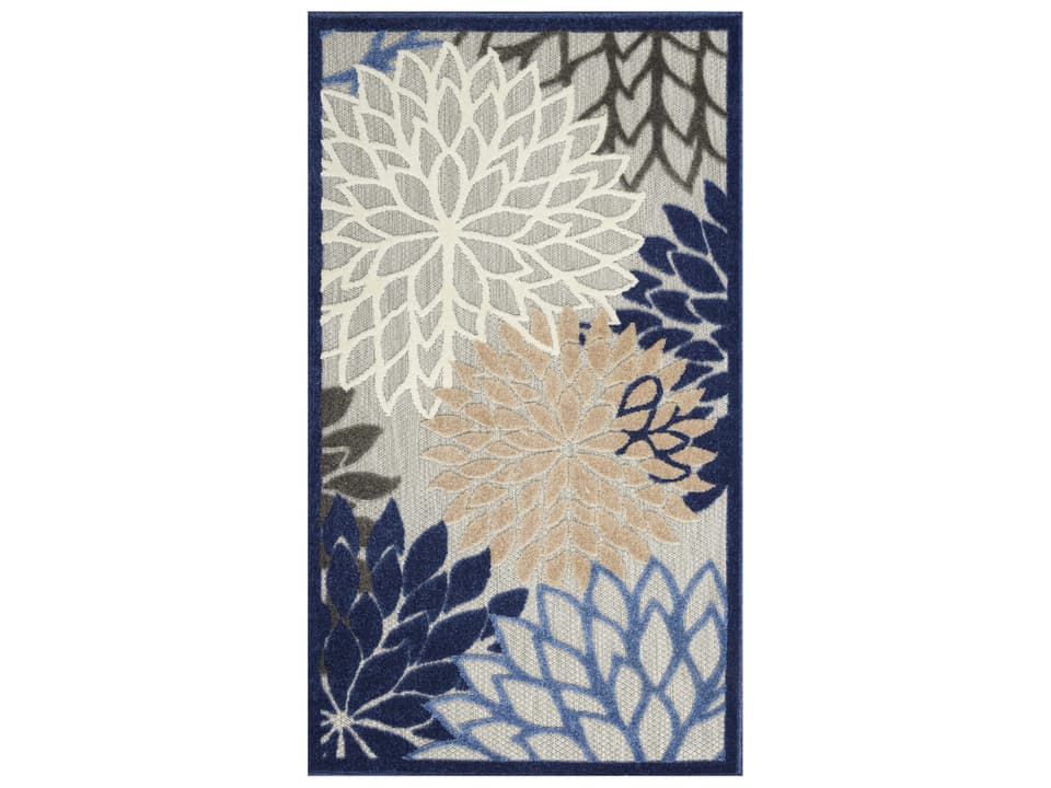 Aloha Floral Tropical Indoor Outdoor Area Rug Blue Multicolor