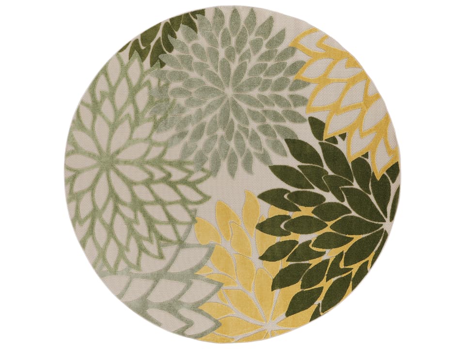 Aloha Green Multicolor Round Indoor Outdoor Area Rug 5 Feet 3 Inches