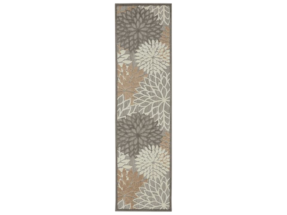 Aloha ALH05 Floral Indoor Outdoor Runner Rug Natural
