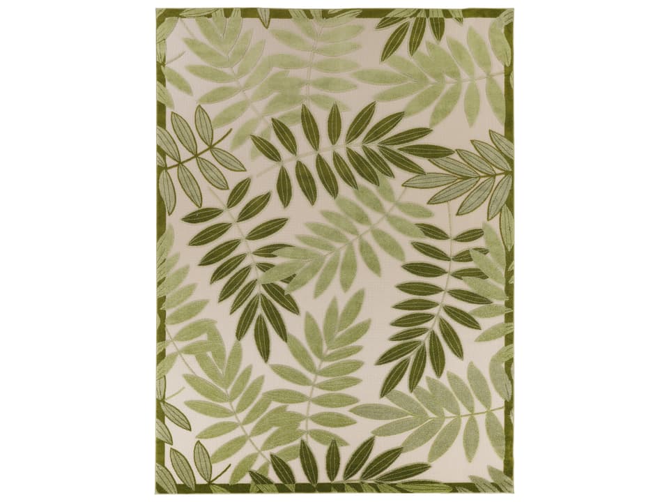 Aloha Indoor Outdoor Area Rug Floral Design in Ivory Green