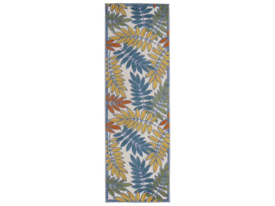 Aloha ALH18 2'3" x 8' Ivory Multi Floral Runner Rug