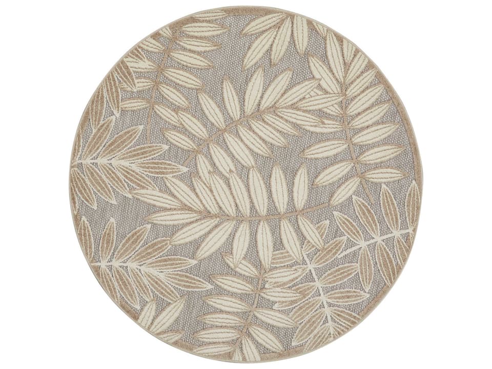Aloha ALH18 Natural Round Indoor Outdoor Area Rug 4 Ft