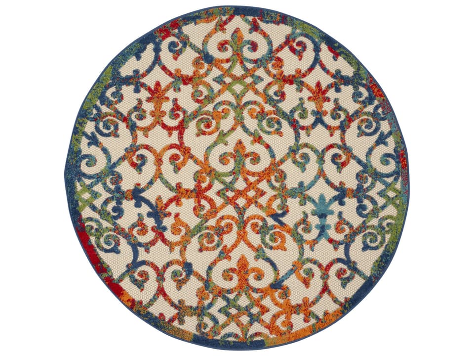 Aloha ALH21 Multicolor Indoor Outdoor Round Area Rug