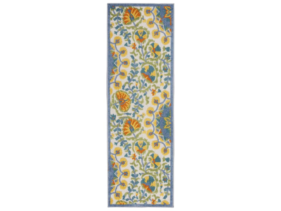 Aloha Collection Floral Indoor Outdoor Runner Area Rug in Multicolor