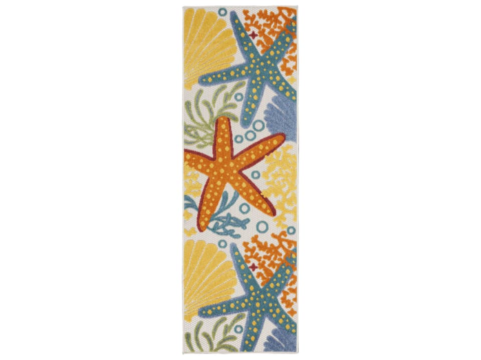 Aloha ALH24 Multicolor Coastal Indoor Outdoor Runner Rug