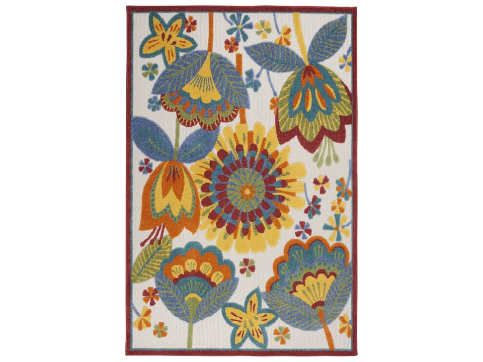 Aloha Collection Floral Indoor Outdoor Area Rug Multicolor