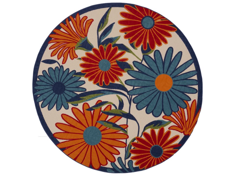Aloha ALH33 Multicolor Round Indoor Outdoor Area Rug