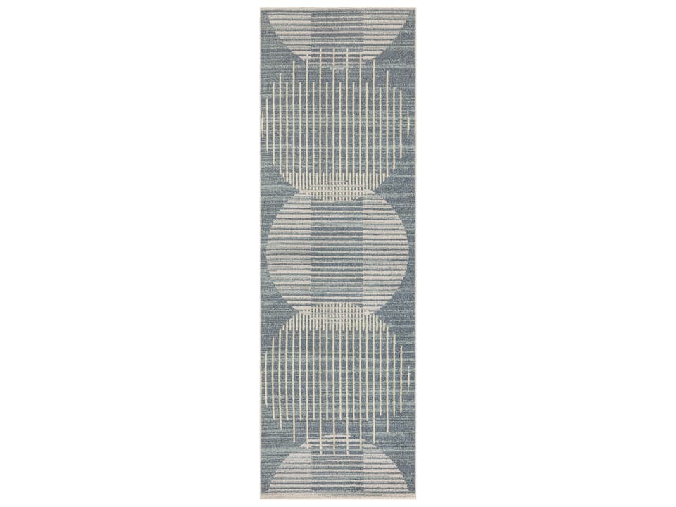Astra Machine Washable Geometric Runner Area Rug in Blue