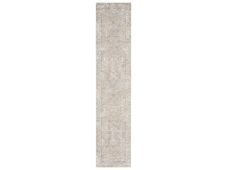 Astra Machine Washable Persian Floral Runner Rug in Beige