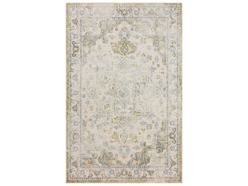Astra Machine Washable Persian Medallion Area Rug in Blue Green