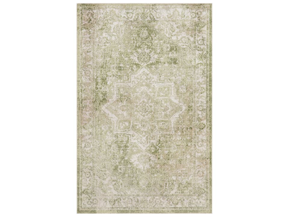 Astra Machine Washable ASW12 Ivory Green Rectangle Area Rug