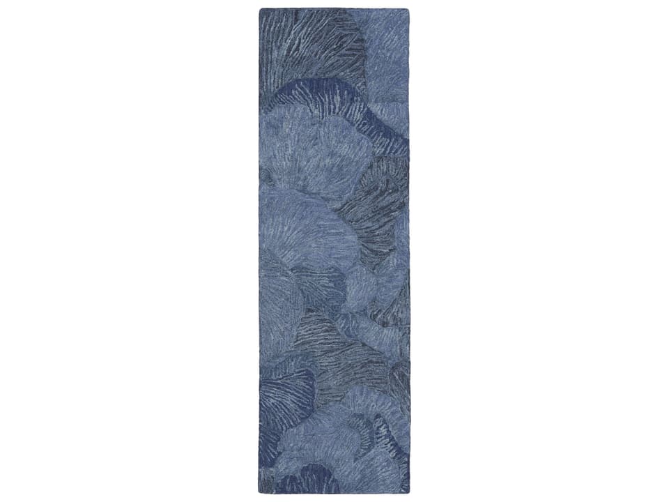 Avra Floral Blue Hand-Tufted Wool Blend Runner Area Rug