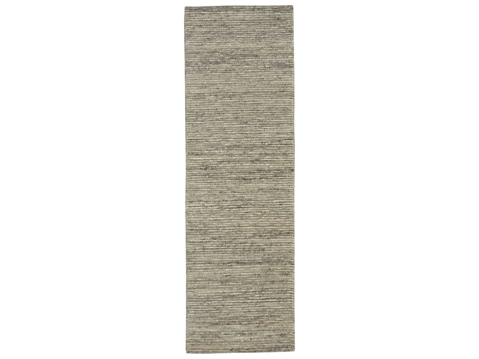 Kathmandu Striped Runner Area Rug in Grey Jute and Wool