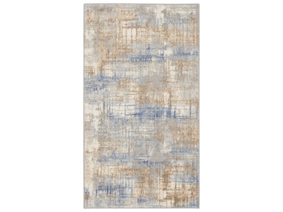 Calvin Klein Rush CK951 Abstract Area Rug in Blue and Beige